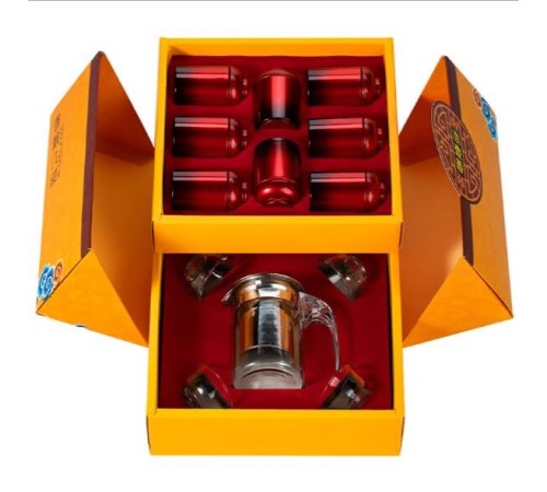 Черный чай Да Хун Пао в подарочной упаковке с сервизом