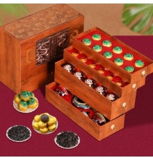 Чай Лапсанг Сушонг, черный чай, Улун, Мандариновый Пуэр с сервизом в подарочной упаковке